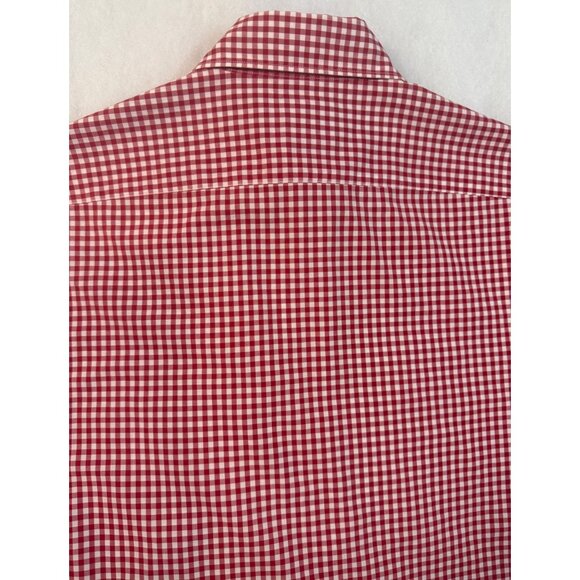 Facconable Mens Red Gingham Button Down Shirt Classic Quality Cotton Made in USA - Picture 4 of 11